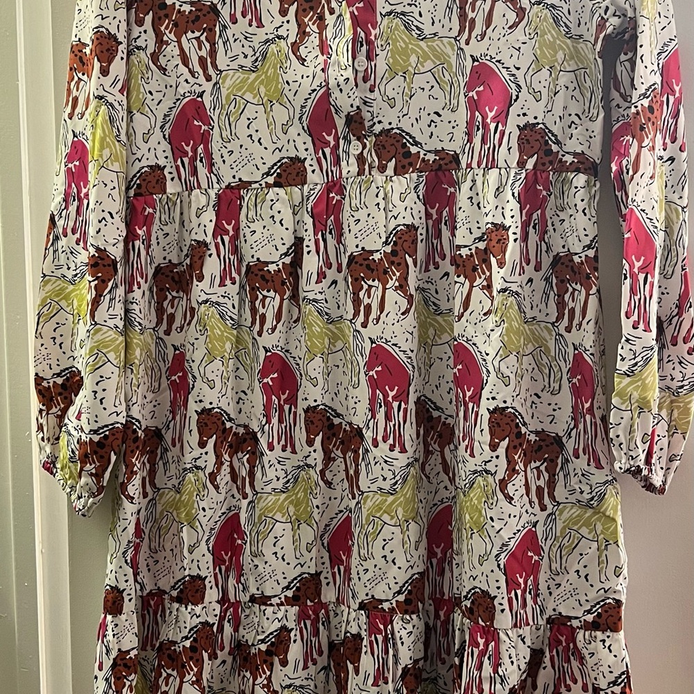JODIFL Multicolor Horse Print Long Sleeve Dress